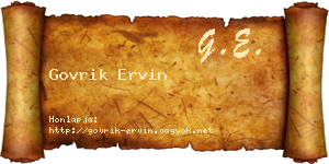 Govrik Ervin névjegykártya